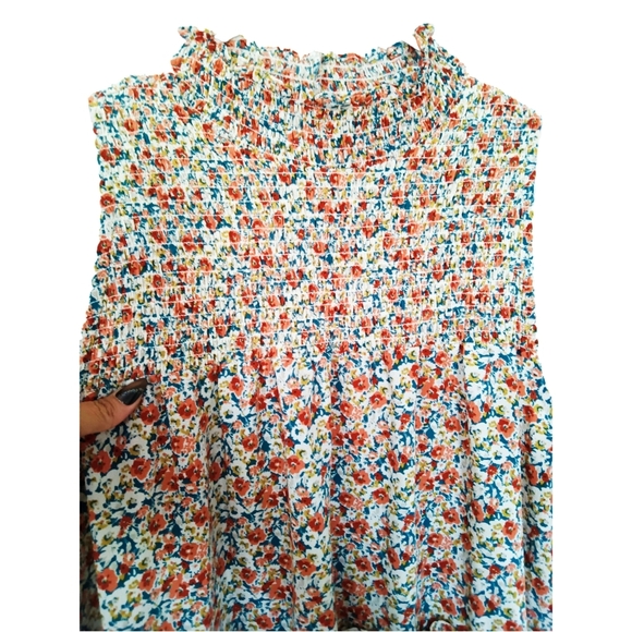 1XL  Smocked Tiered Floral Sleeveless Midi Dress Super comfortable and stretchy - Picture 4 of 8